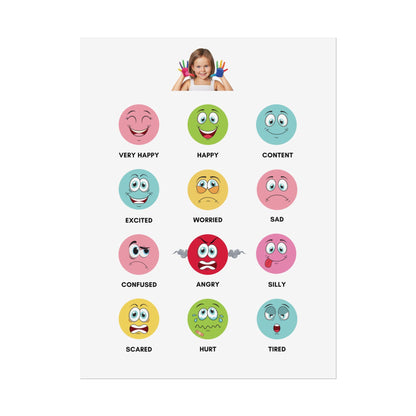 Emotion Faces Chart Rolled Poster | Feelings Emoji Classroom Poster | Playful Rolled Poster That Brings Emotions To Life On Your Wall