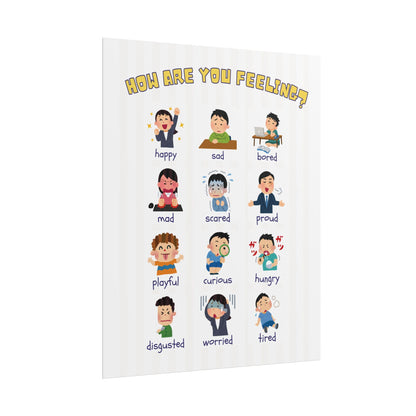 How Are You Feeling? Emotions Chart Rolled Poster | Kids Classroom Poster | Cheerful Grid of Expressive Characters Labeled With Emotions