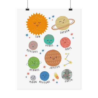 Cute Solar System Planets Rolled Poster | Space Nursery Wall Art | A Bright, Playful Space Poster That Brings A Little Solar-System