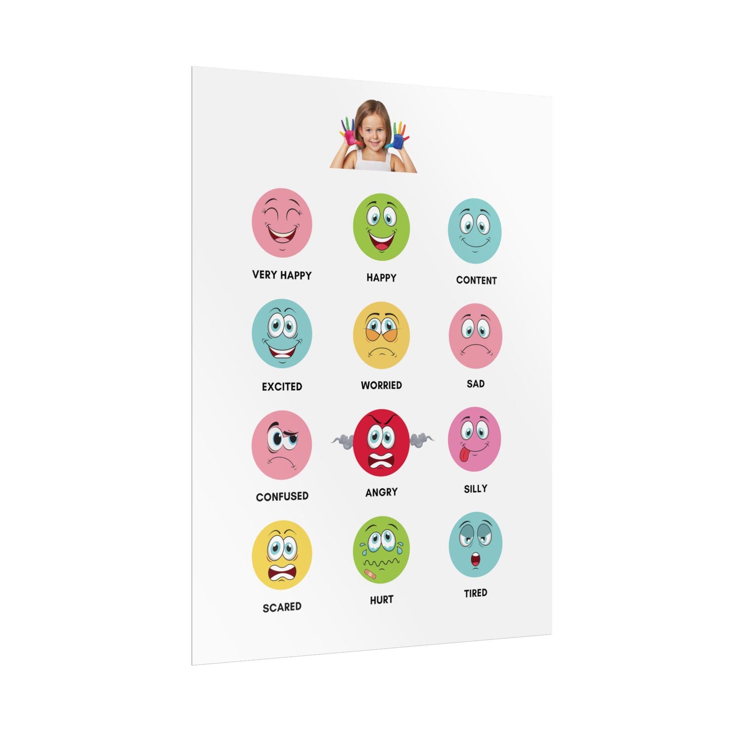 Emotion Faces Chart Rolled Poster | Feelings Emoji Classroom Poster | Playful Rolled Poster That Brings Emotions To Life On Your Wall