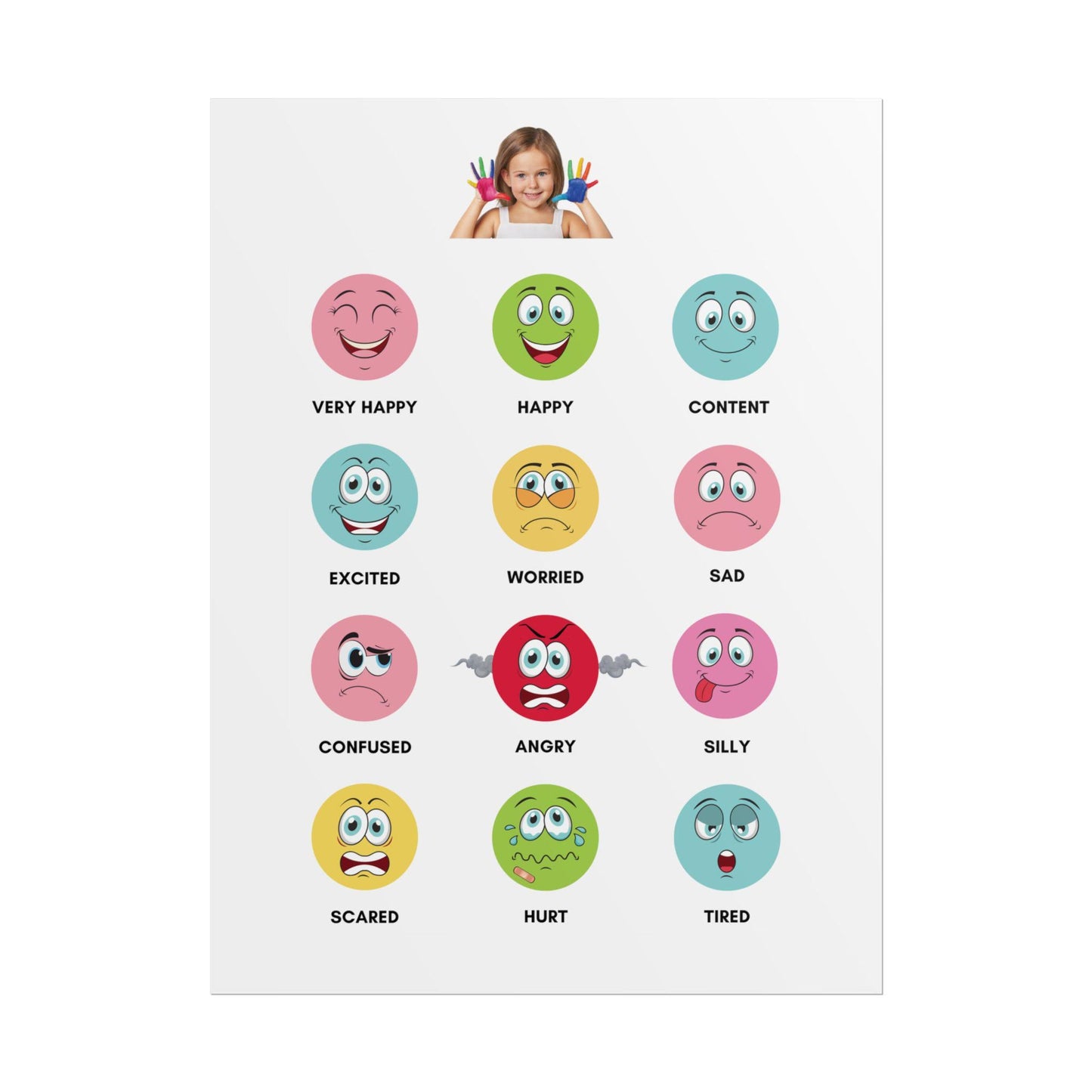 Emotion Faces Chart Rolled Poster | Feelings Emoji Classroom Poster | Playful Rolled Poster That Brings Emotions To Life On Your Wall