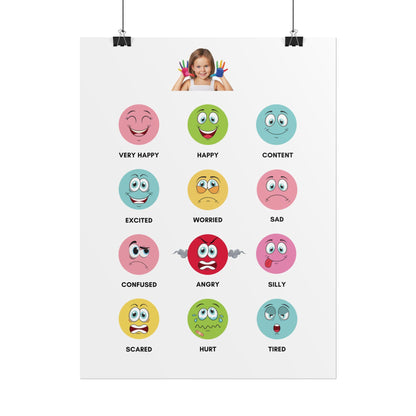 Emotion Faces Chart Rolled Poster | Feelings Emoji Classroom Poster | Playful Rolled Poster That Brings Emotions To Life On Your Wall