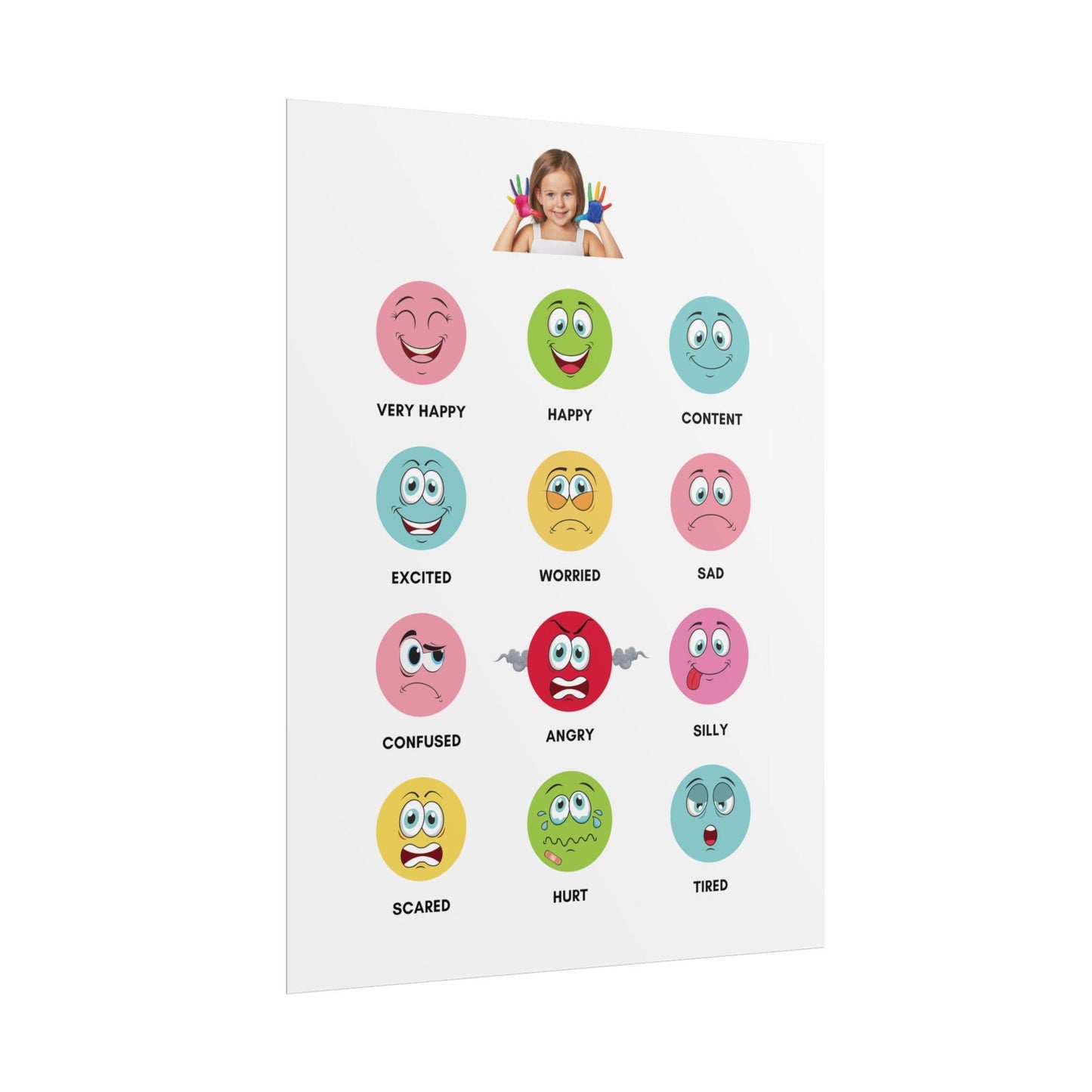 Emotion Faces Chart Rolled Poster | Feelings Emoji Classroom Poster | Playful Rolled Poster That Brings Emotions To Life On Your Wall