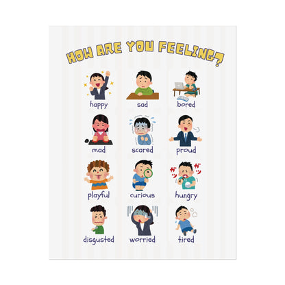 How Are You Feeling? Emotions Chart Rolled Poster | Kids Classroom Poster | Cheerful Grid of Expressive Characters Labeled With Emotions