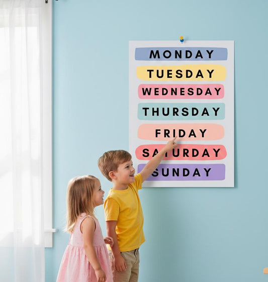 Days of the Week Rolled Poster | Wall Poster | Bright, Playful Rolled Poster
