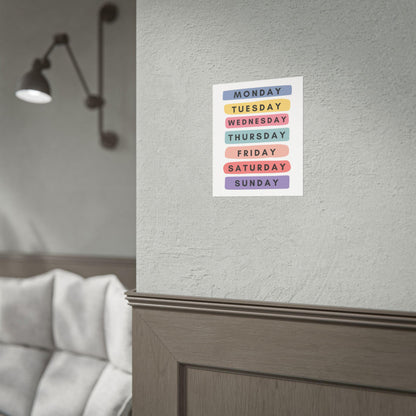 Days of the Week Rolled Poster | Wall Poster | Bright, Playful Rolled Poster
