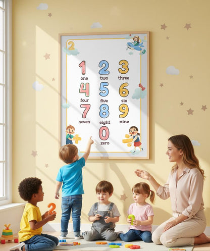 Number Chart Poster 0-9 Rolled Posters | Nursery Classroom Wall Art | Bright, Playful Number Chart