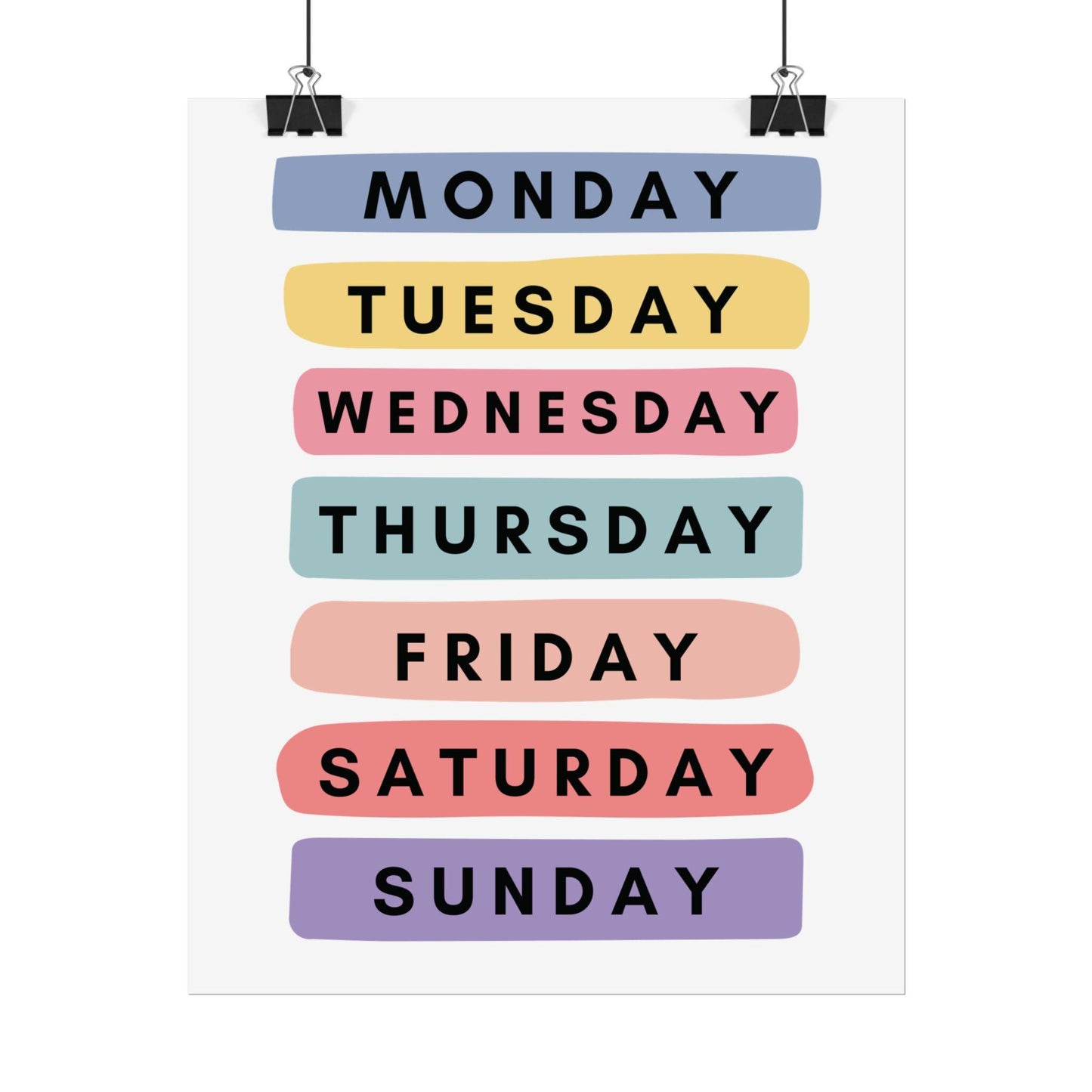 Days of the Week Rolled Poster | Wall Poster | Bright, Playful Rolled Poster