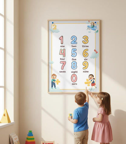 Number Chart Poster 0-9 Rolled Posters | Nursery Classroom Wall Art | Bright, Playful Number Chart