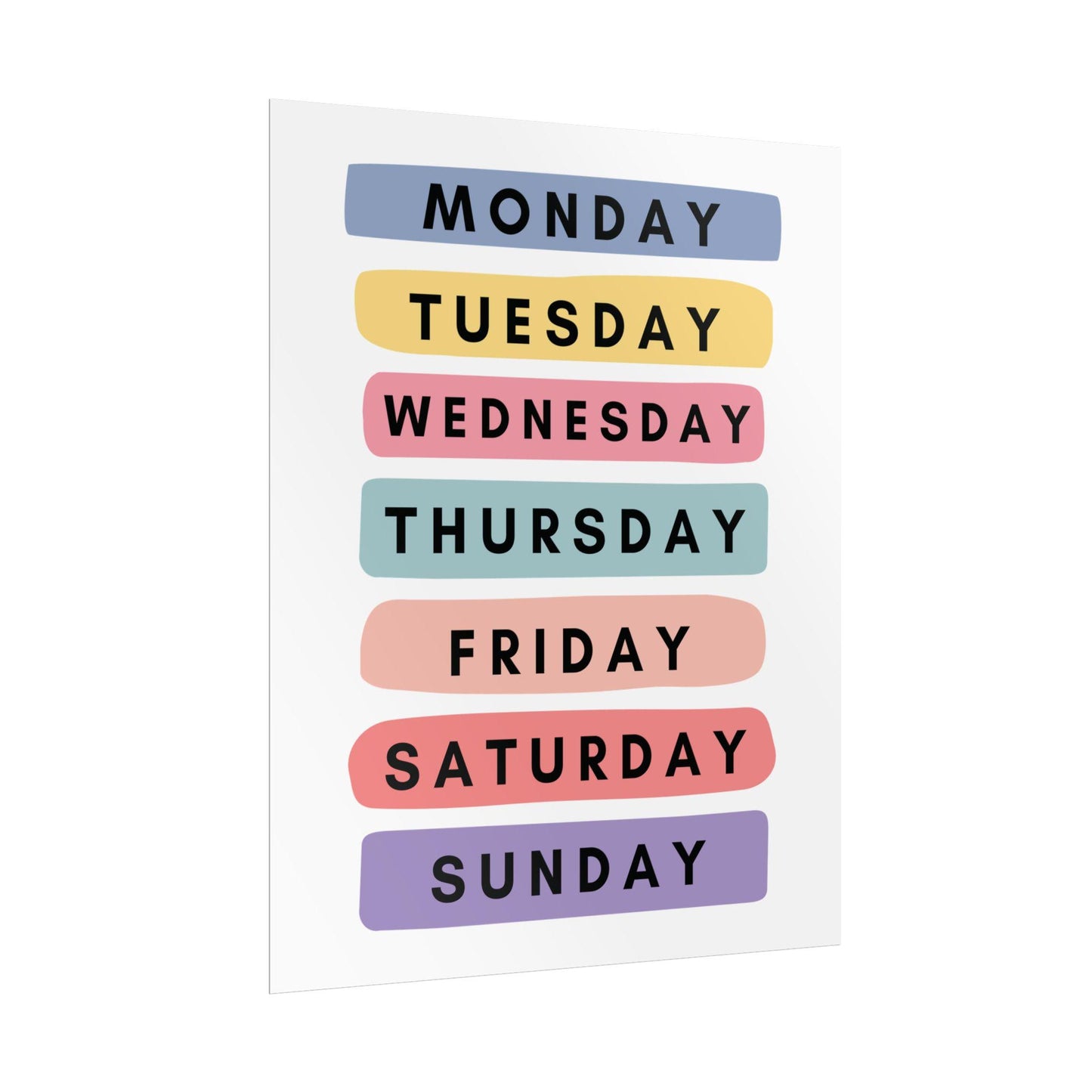 Days of the Week Rolled Poster | Wall Poster | Bright, Playful Rolled Poster