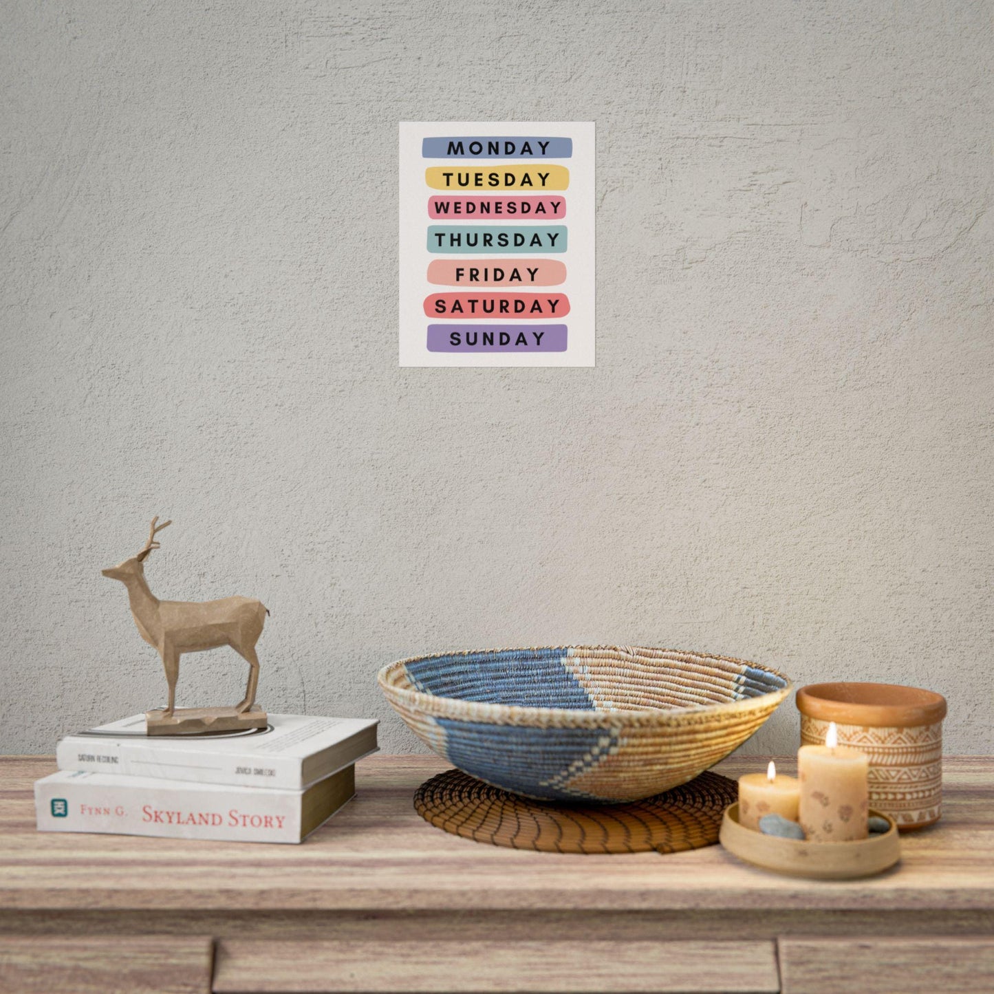 Days of the Week Rolled Poster | Wall Poster | Bright, Playful Rolled Poster