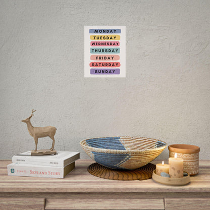 Days of the Week Rolled Poster | Wall Poster | Bright, Playful Rolled Poster