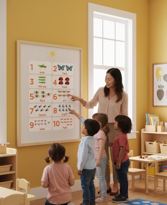 Counting Bugs Rolled Posters | Kids Number Chart Poster, Insect Illustration | Bright, Playful Rolled Posters