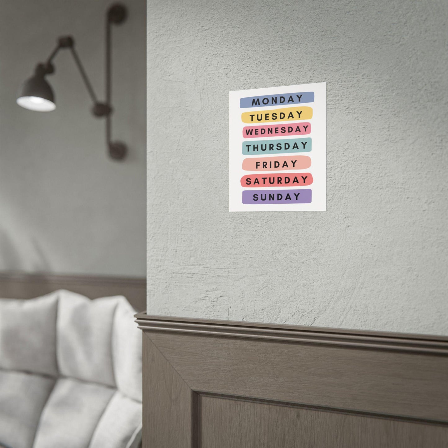 Days of the Week Rolled Poster | Wall Poster | Bright, Playful Rolled Poster