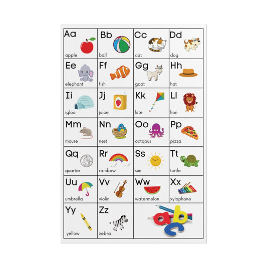 Alphabet Poster Rolled Posters | ABC Classroom Chart, Kids Educational Wall Art