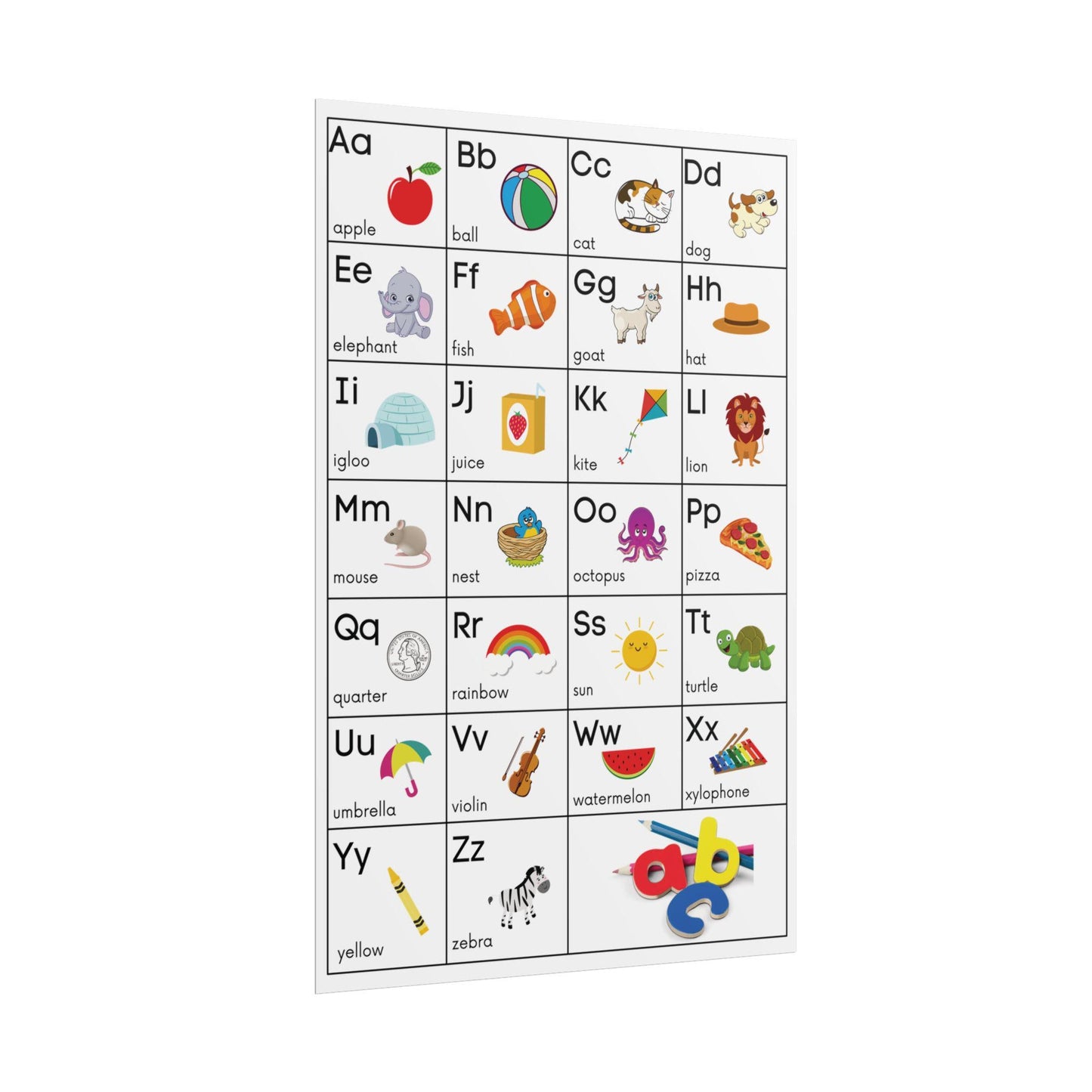 Alphabet Poster Rolled Posters | ABC Classroom Chart, Kids Educational Wall Art