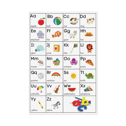Alphabet Poster Rolled Posters | ABC Classroom Chart, Kids Educational Wall Art
