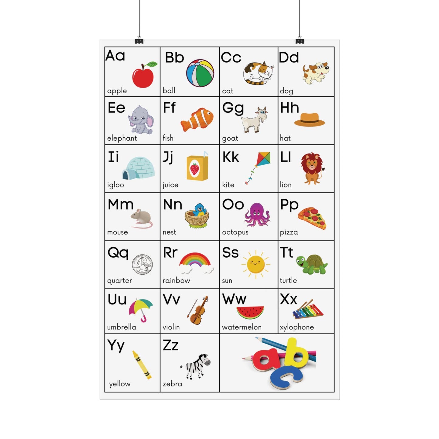 Alphabet Poster Rolled Posters | ABC Classroom Chart, Kids Educational Wall Art