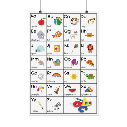 Alphabet Poster Rolled Posters | ABC Classroom Chart, Kids Educational Wall Art