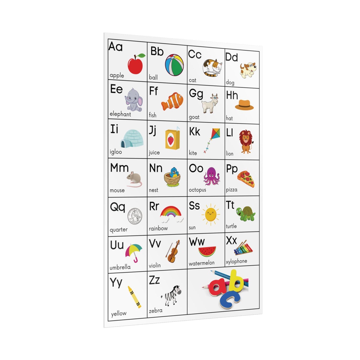 Alphabet Poster Rolled Posters | ABC Classroom Chart, Kids Educational Wall Art