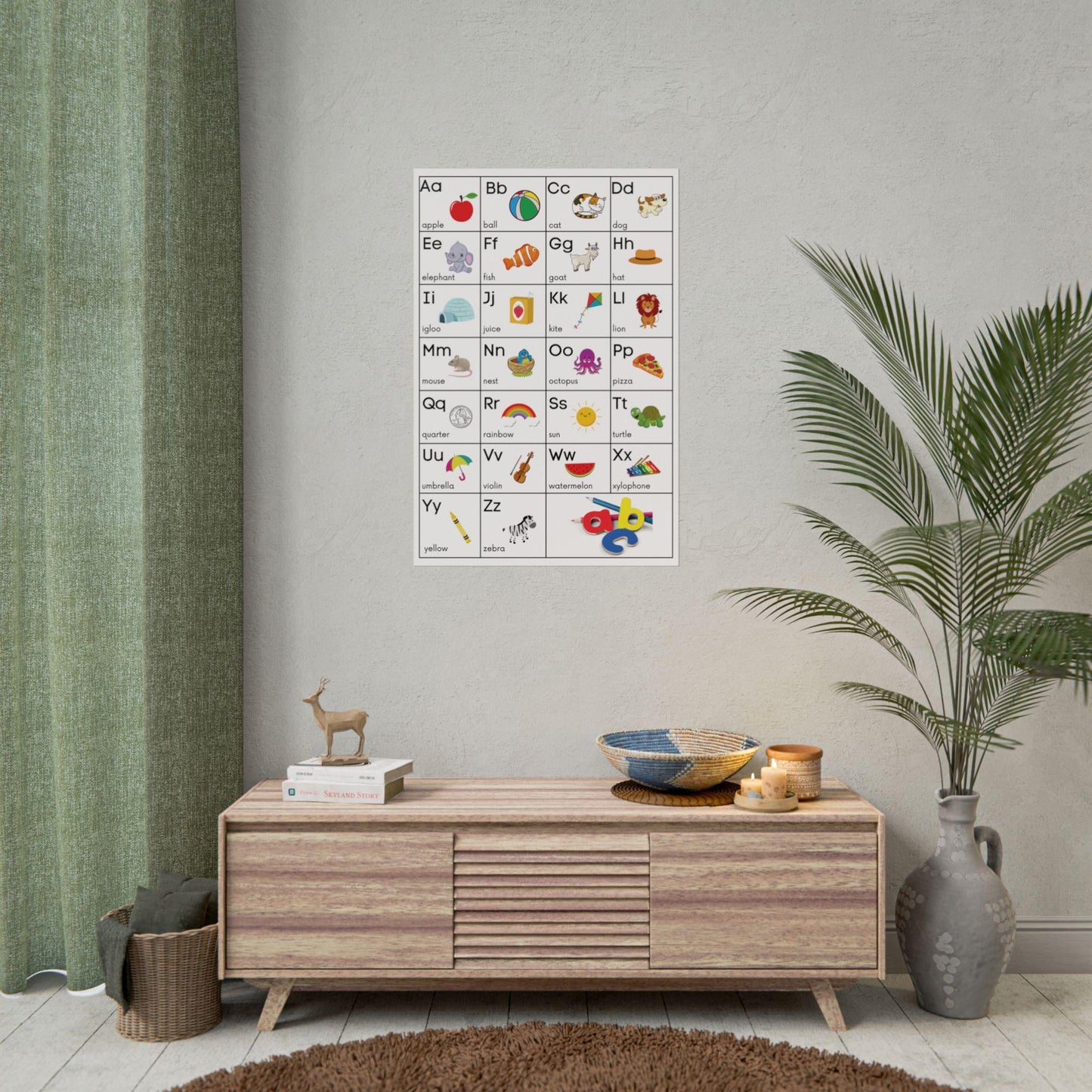 Alphabet Poster Rolled Posters | ABC Classroom Chart, Kids Educational Wall Art