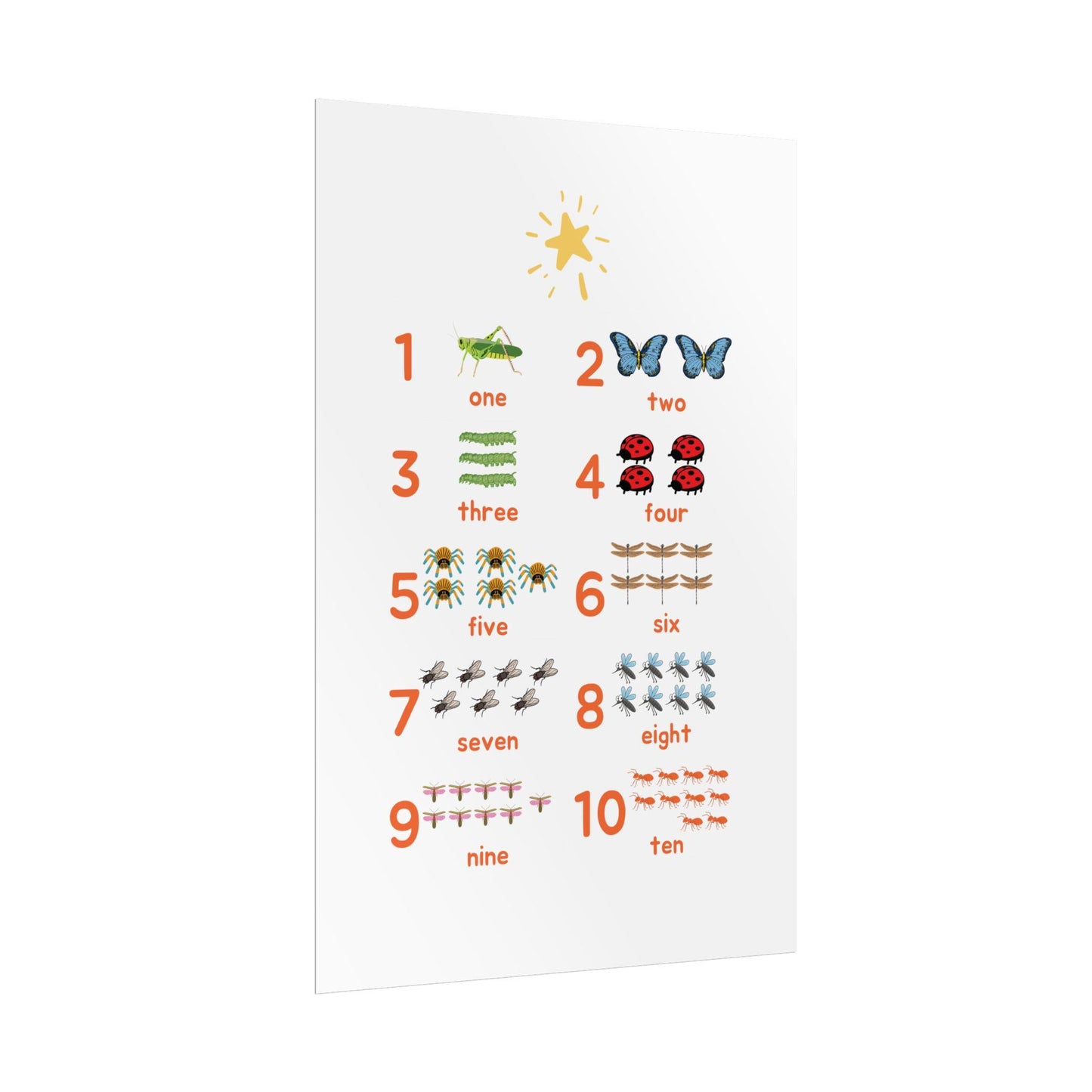 Counting Bugs Rolled Posters | Kids Number Chart Poster, Insect Illustration | Bright, Playful Rolled Posters