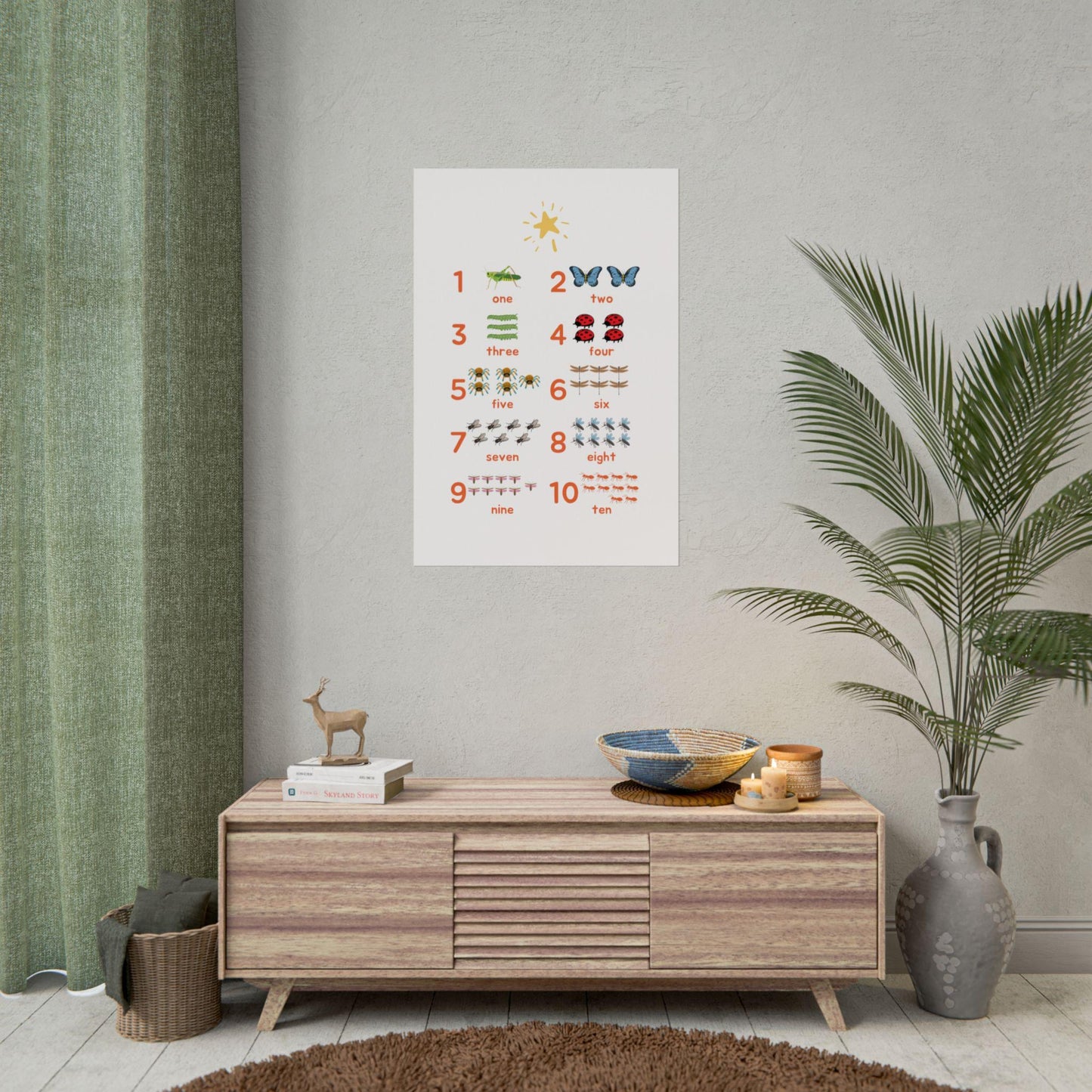 Counting Bugs Rolled Posters | Kids Number Chart Poster, Insect Illustration | Bright, Playful Rolled Posters
