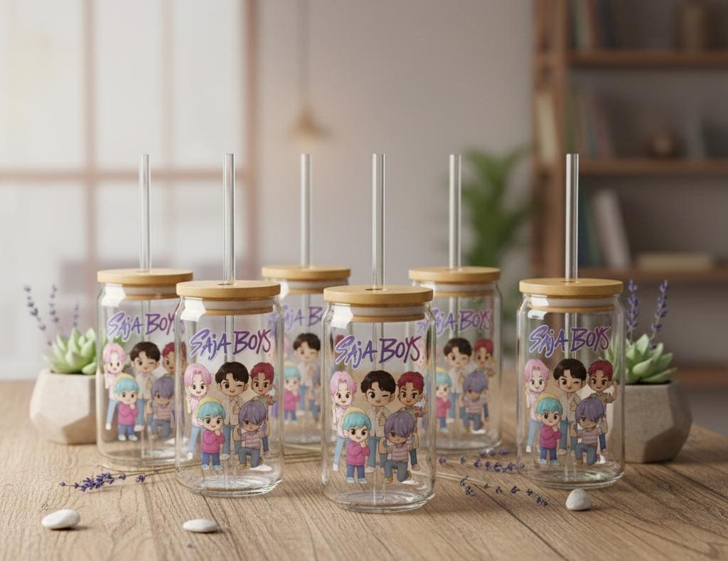 K-POP SajaBoys Sipper Glass | Saja Boys 16oz Straw Tumbler | K-POP Demon Hunters Sipper Glass | Saja Boys Sipper Glass | K-POP Sipper Glass