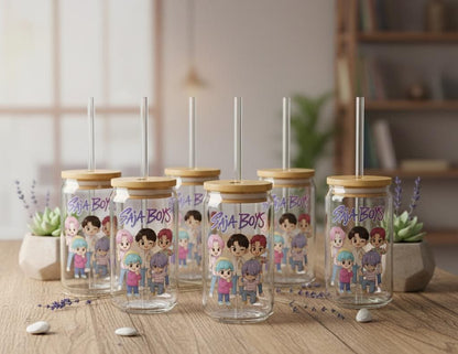 K-POP SajaBoys Sipper Glass | Saja Boys 16oz Straw Tumbler | K-POP Demon Hunters Sipper Glass | Saja Boys Sipper Glass | K-POP Sipper Glass