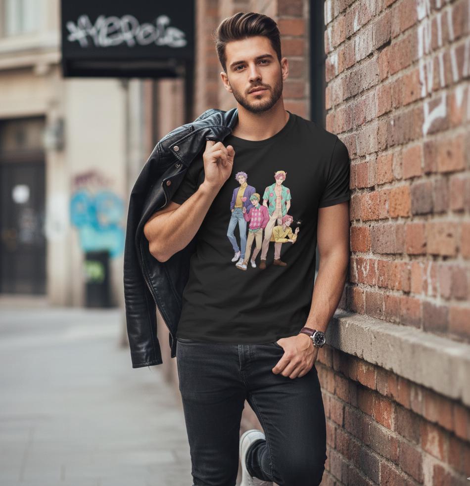 K-POP Demon Hunters Saja Boys T-Shirt | Kawaii Anime Group T-Shirt | Saja Boys Anime T-Shirt | Huntrix Saja Boys T-Shirt | K-POP Men's Tee