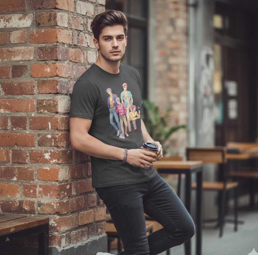 K-POP Demon Hunters Saja Boys T-Shirt | Kawaii Anime Group T-Shirt | Saja Boys Anime T-Shirt | Huntrix Saja Boys T-Shirt | K-POP Men's Tee