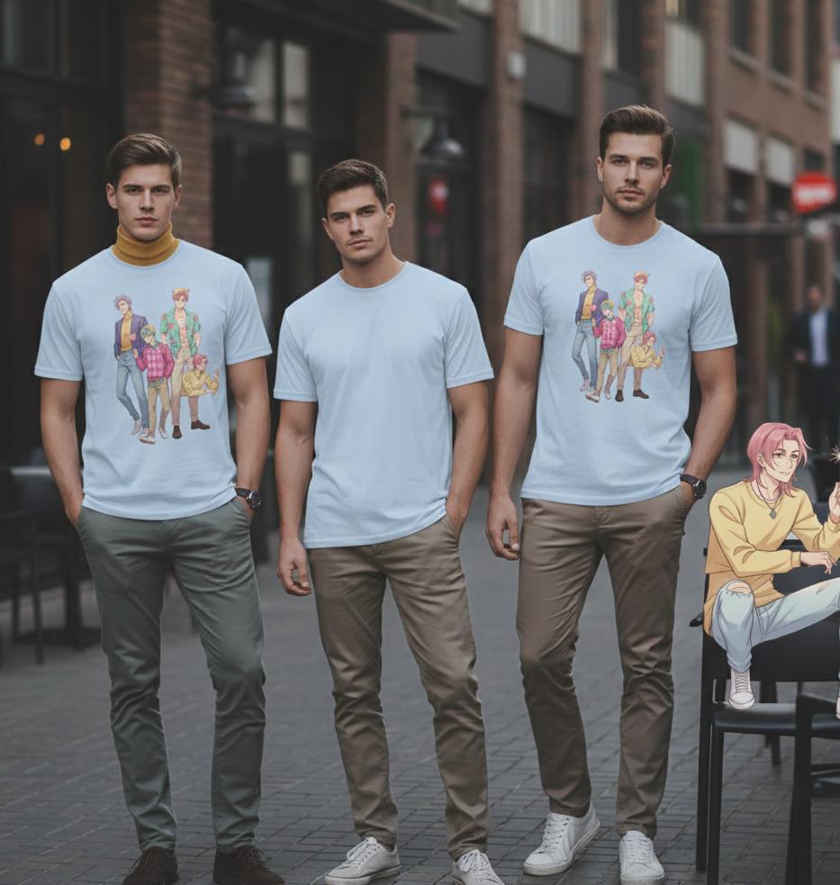 K-POP Demon Hunters Saja Boys T-Shirt | Kawaii Anime Group T-Shirt | Saja Boys Anime T-Shirt | Huntrix Saja Boys T-Shirt | K-POP Men's Tee