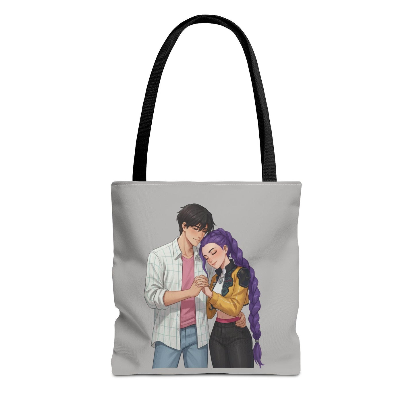 K-POP Romantic Couple Illustration Tote Bag | Rujinu Anime Style Bag | K-POP Demon Hunters Couple Gift | Rumi and Jinu K-POP Couple Gift