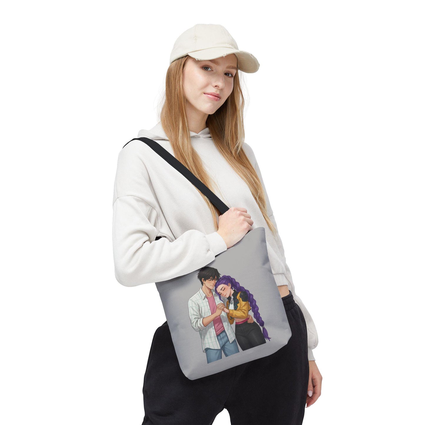 K-POP Romantic Couple Illustration Tote Bag | Rujinu Anime Style Bag | K-POP Demon Hunters Couple Gift | Rumi and Jinu K-POP Couple Gift