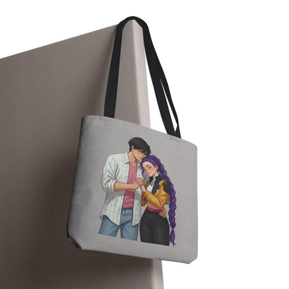 K-POP Romantic Couple Illustration Tote Bag | Rujinu Anime Style Bag | K-POP Demon Hunters Couple Gift | Rumi and Jinu K-POP Couple Gift