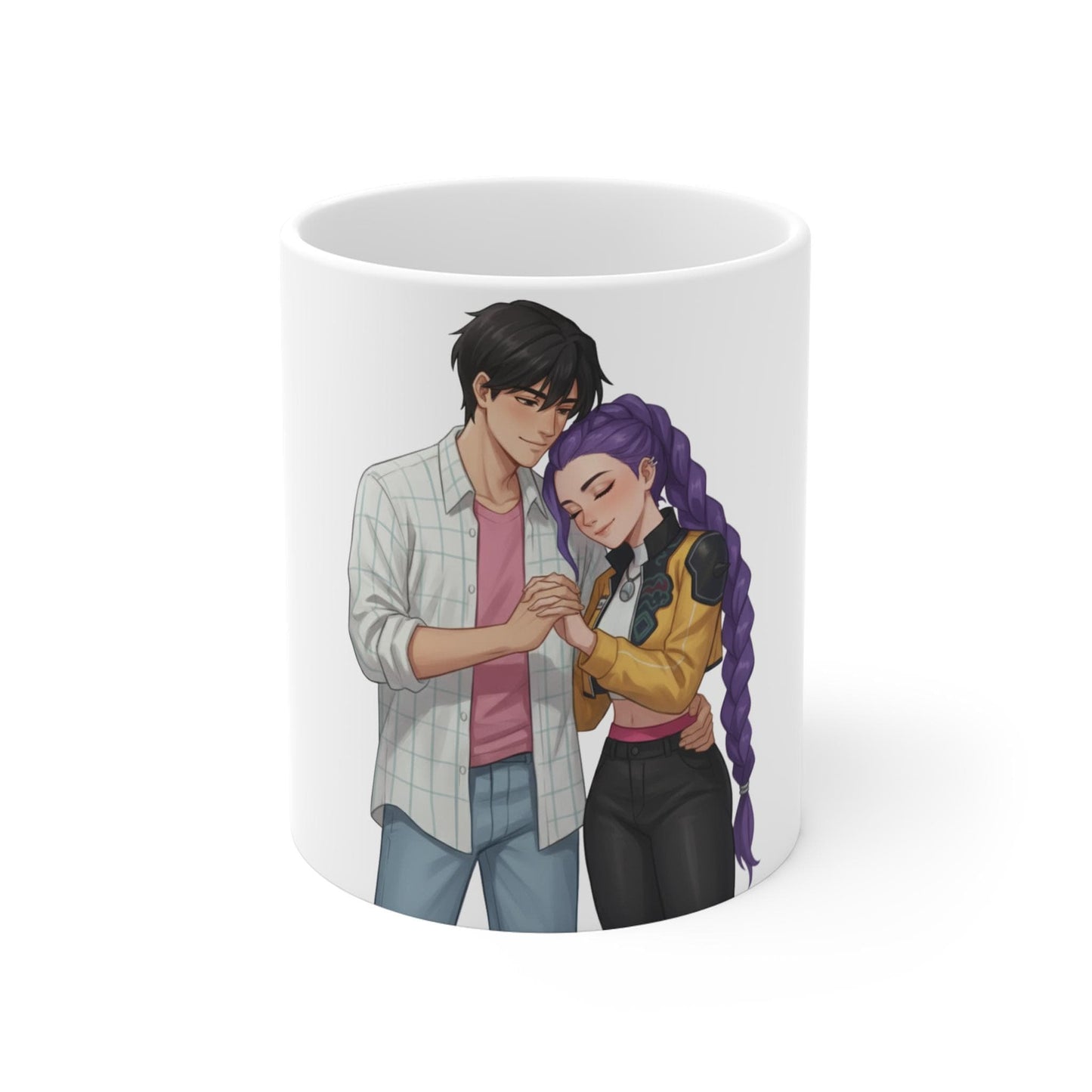 K-POP Rujinu Sweet Couple Illustration Mug | K-POP Romantic Anime Mug | Rumi and Jinu Valentine couple gift | K-POP Romantic Gift for Couple