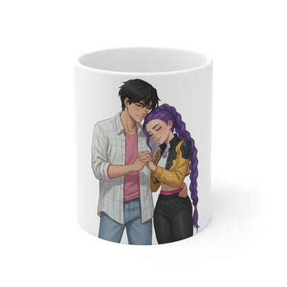 K-POP Rujinu Sweet Couple Illustration Mug | K-POP Romantic Anime Mug | Rumi and Jinu Valentine couple gift | K-POP Romantic Gift for Couple
