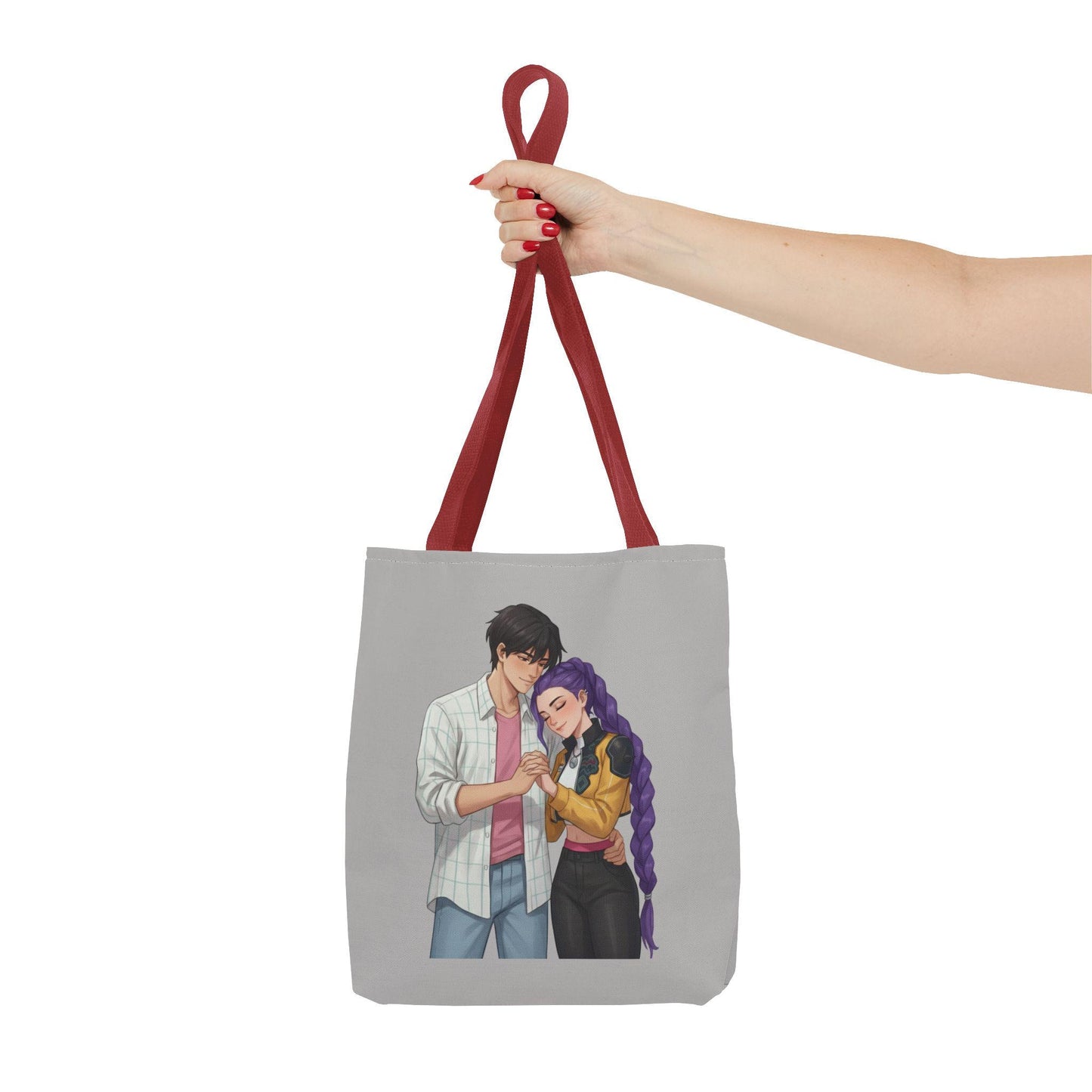 K-POP Romantic Couple Illustration Tote Bag | Rujinu Anime Style Bag | K-POP Demon Hunters Couple Gift | Rumi and Jinu K-POP Couple Gift