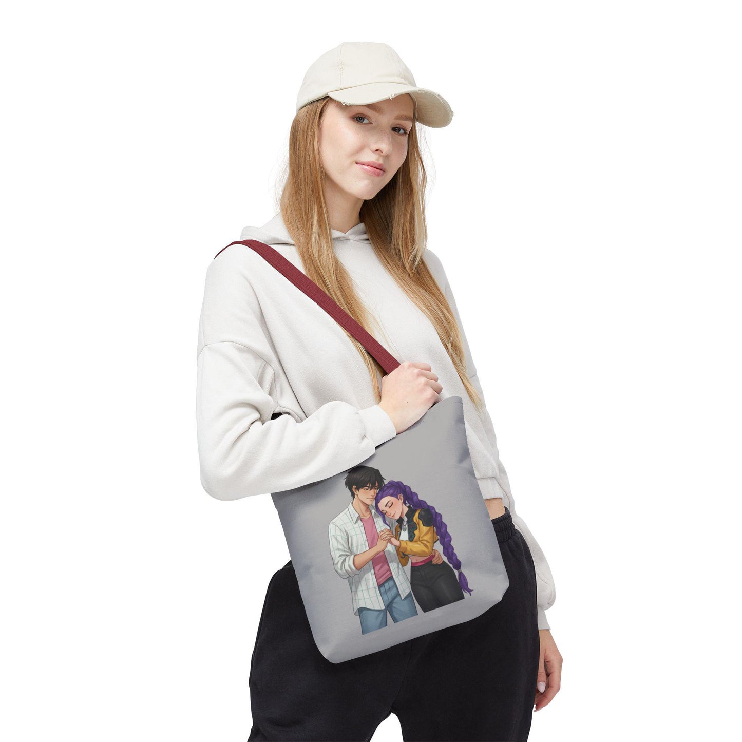 K-POP Romantic Couple Illustration Tote Bag | Rujinu Anime Style Bag | K-POP Demon Hunters Couple Gift | Rumi and Jinu K-POP Couple Gift