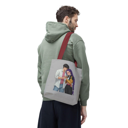 K-POP Romantic Couple Illustration Tote Bag | Rujinu Anime Style Bag | K-POP Demon Hunters Couple Gift | Rumi and Jinu K-POP Couple Gift