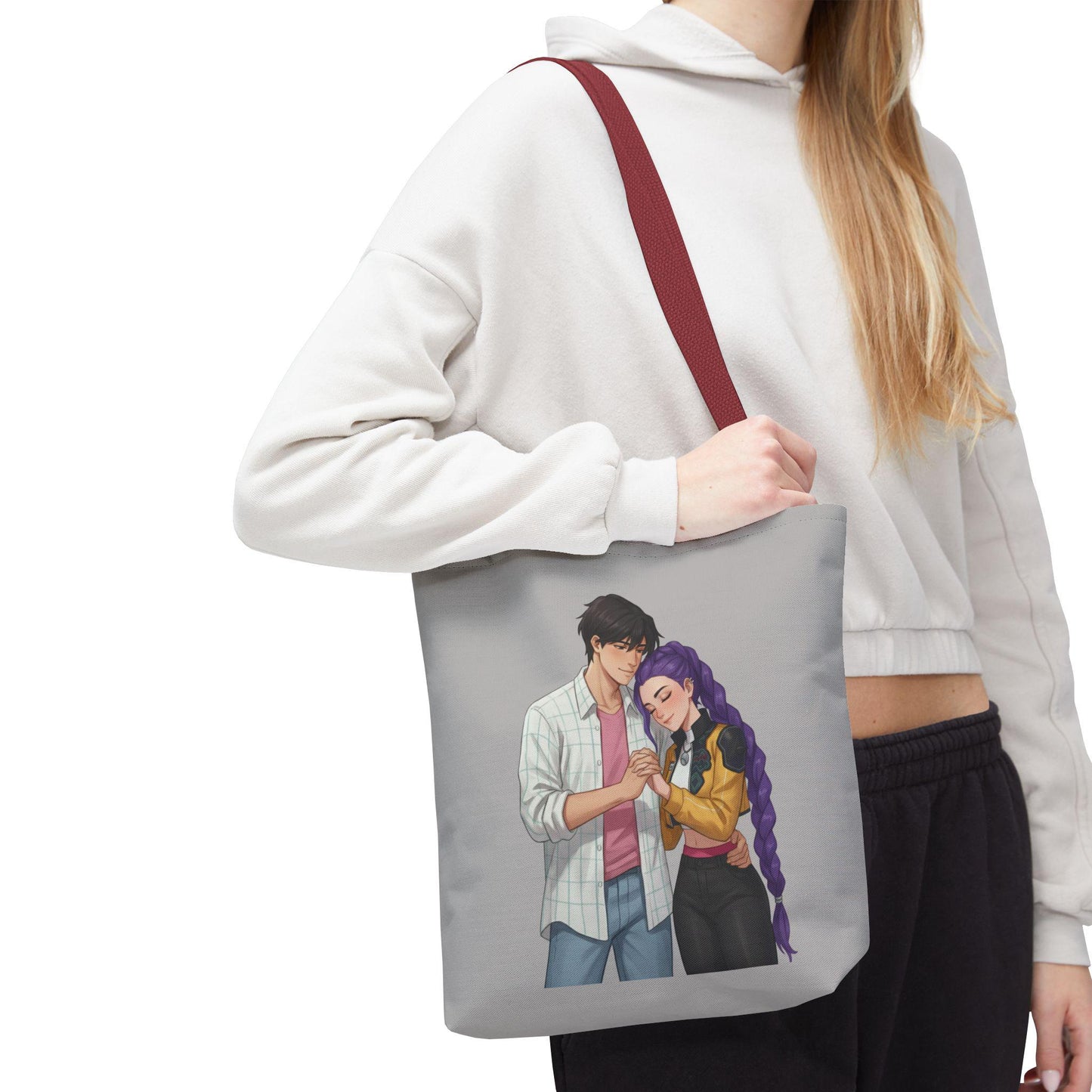 K-POP Romantic Couple Illustration Tote Bag | Rujinu Anime Style Bag | K-POP Demon Hunters Couple Gift | Rumi and Jinu K-POP Couple Gift