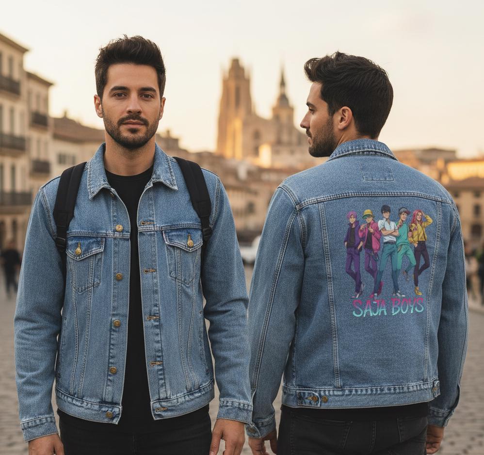 Saja Boys Men's Denim Jacket | K-Pop Demon Hunters Men's Denim Jacket | K-Pop Saja Boys Men's Denim Jacket | Huntrix Saja Boys Jacket