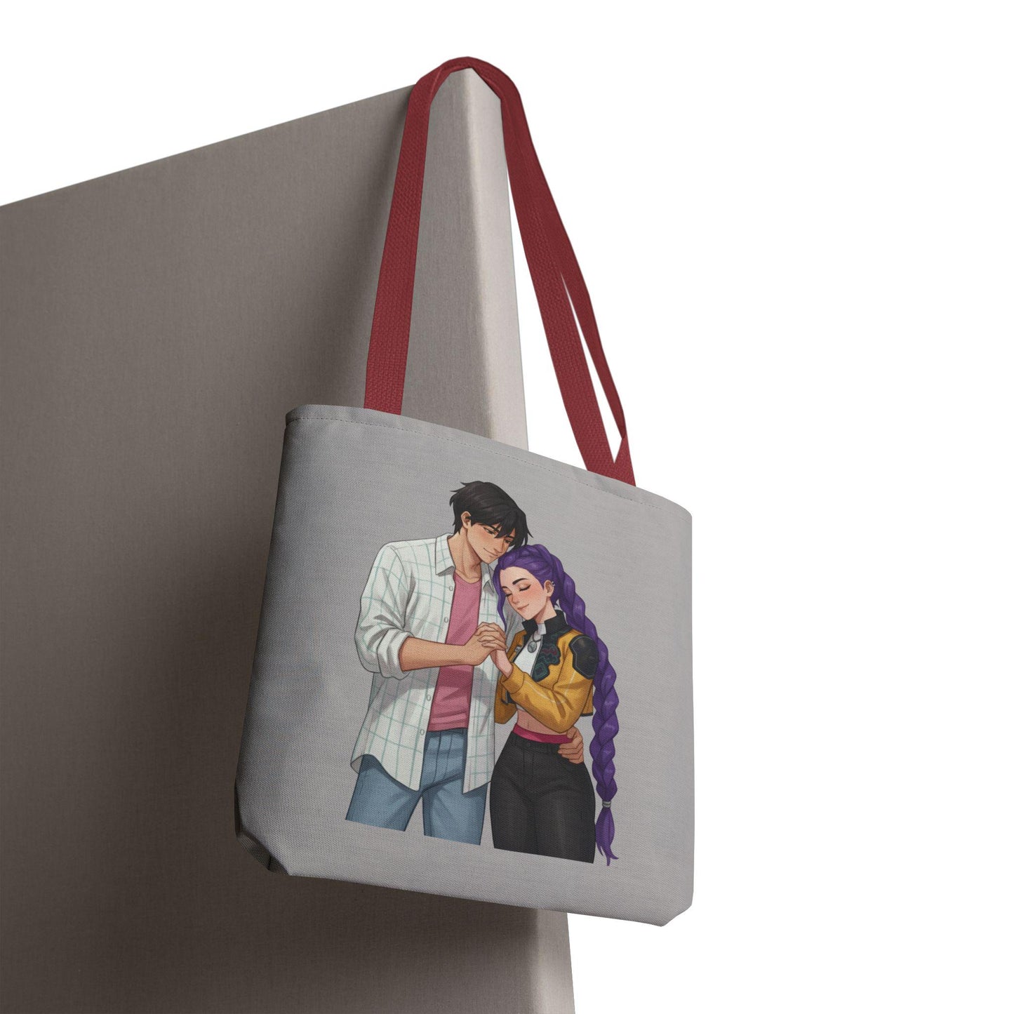 K-POP Romantic Couple Illustration Tote Bag | Rujinu Anime Style Bag | K-POP Demon Hunters Couple Gift | Rumi and Jinu K-POP Couple Gift
