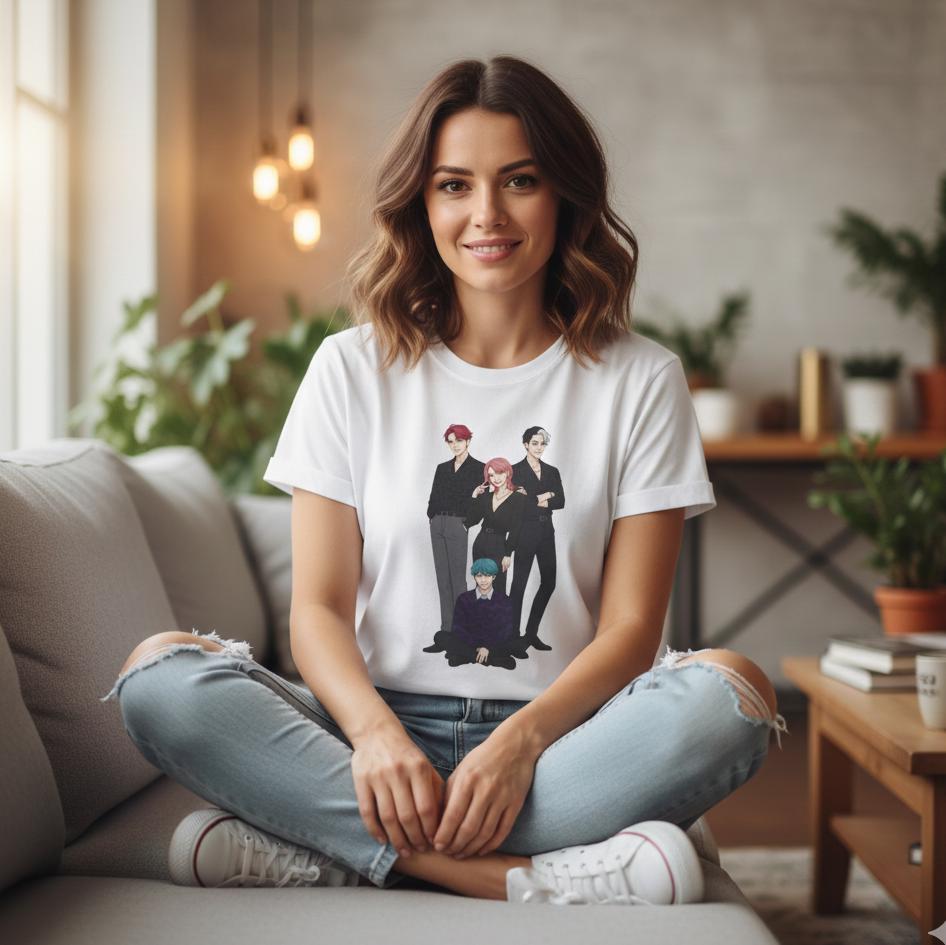 Stylized K-Pop Boy T-Shirt | Saja Boys  Band T-Shirt | K-Pop Demon Hunters Saja Boys Unisex T-Shirt | Huntrix Saja Boys Unisex T-Shirt