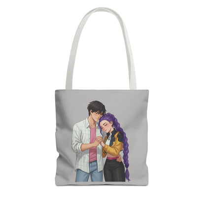 K-POP Romantic Couple Illustration Tote Bag | Rujinu Anime Style Bag | K-POP Demon Hunters Couple Gift | Rumi and Jinu K-POP Couple Gift