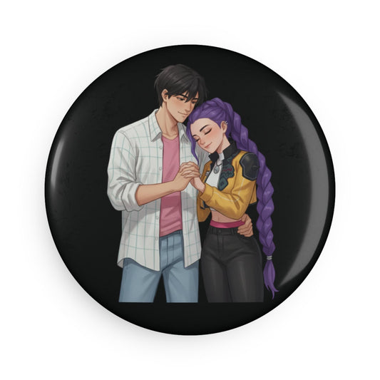 K-Pop Couple Holding Hands Button Magnet | Huntrix Rumi and Jinu Couple Magnet | Rujinu Couple Magnet | K-Pop Rujinu Couple Magnet