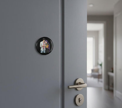 K-Pop Couple Holding Hands Button Magnet | Huntrix Rumi and Jinu Couple Magnet | Rujinu Couple Magnet | K-Pop Rujinu Couple Magnet