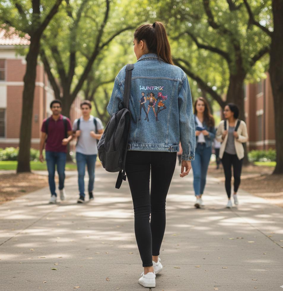 Huntrix Dance Trio Denim Jacket | K-Pop Demon Hunters Women Denim Jacket | Huntrix Women Denim Jacket | K-Pop Hunters Women Denim Jacket