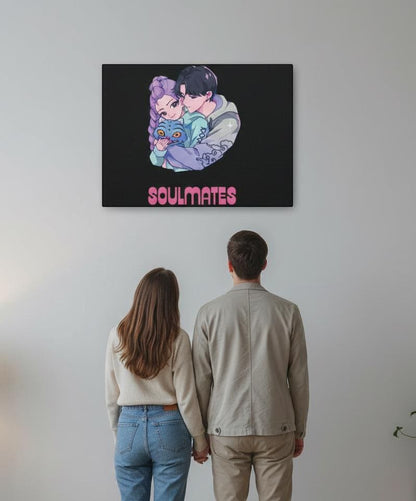 Rumi and Jinu Soulmates Canvas | Rujinu K-Pop couple canvas | K-Pop Demon Hunters Rumi and Jinu Couple Canvas | Huntrix Couple Canvas