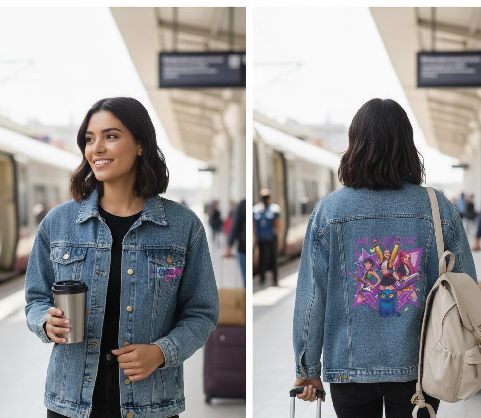K-Pop Demon Denim Jacket | Huntrix Denim Jacket | K-Pop Denim Jacket | K-Pop Demon Hunters Jacket | Huntrix Oversized Denim Jacket